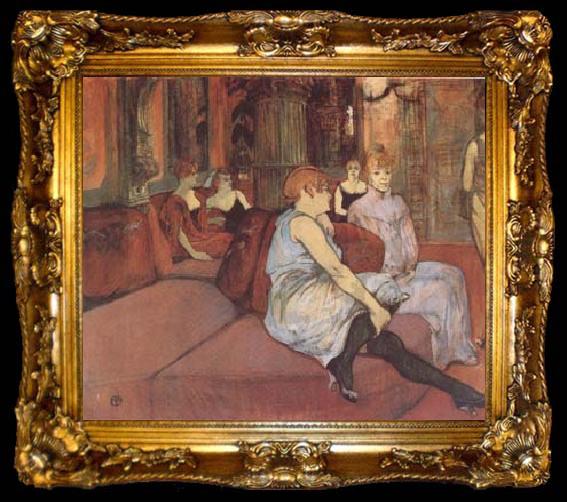 framed  Henri de toulouse-lautrec Interior in the Rue des Moulins (mk09), ta009-2